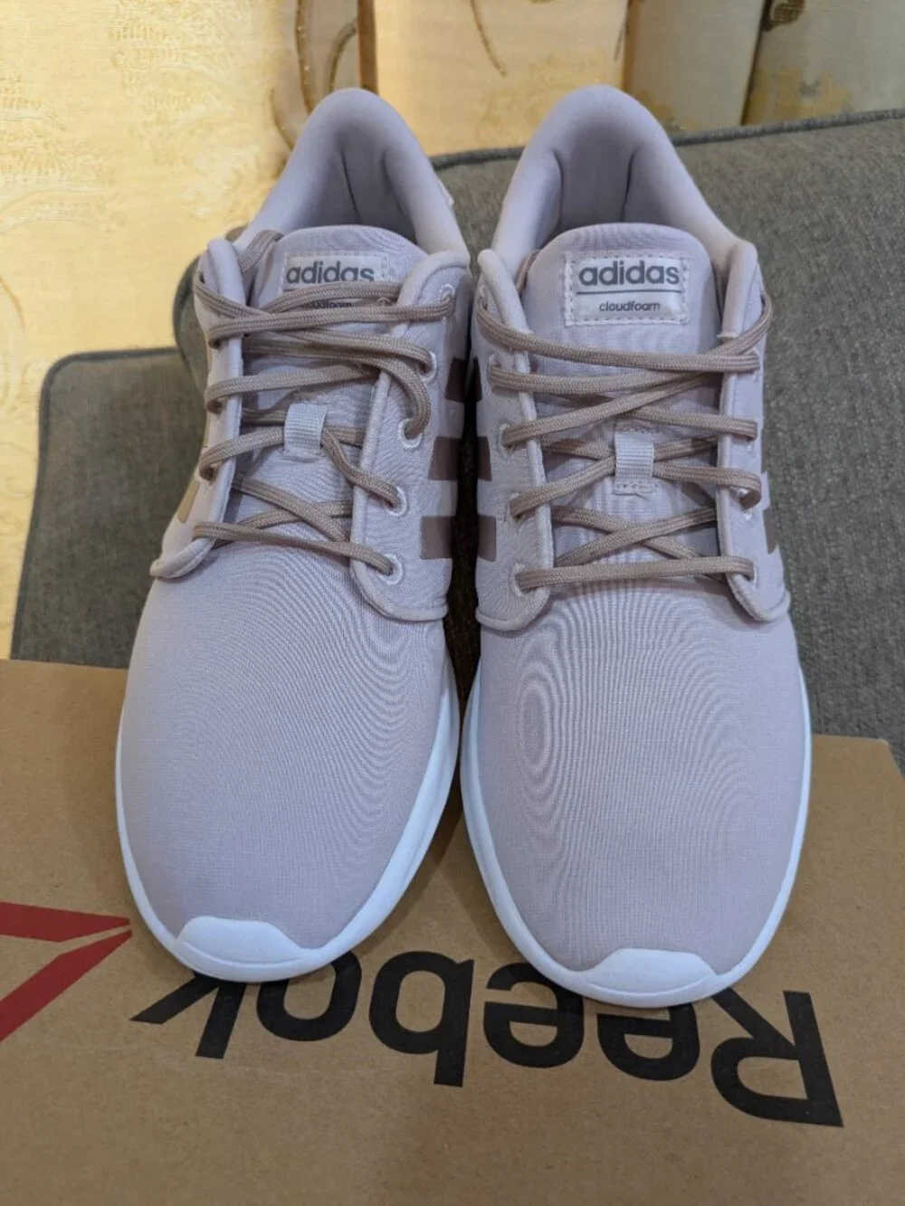 Size 9.5 - Adidas Cloudfoam QT Racer Ice Purple Grey Excellent Condition